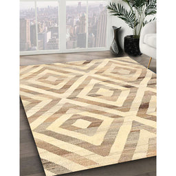 Contemporary Khaki Gold Southwestern Rug in Family Room, con2918