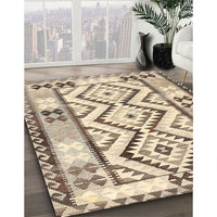 Contemporary Dark Almond Brown Southwestern Rug, con2920