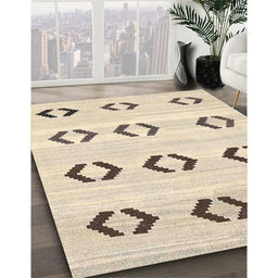 Contemporary Light French Beige Brown Southwestern Rug in Family Room, con2922