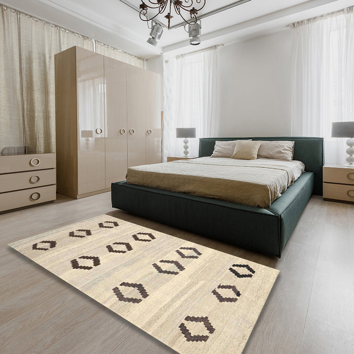 Machine Washable Contemporary Light French Beige Brown Rug in a Bedroom, wshcon2922