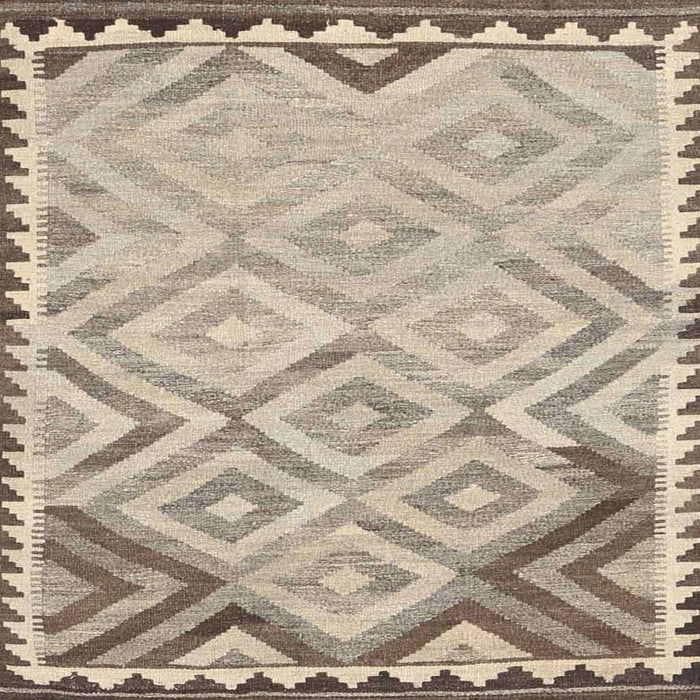 Square Contemporary Dark Almond Brown Southwestern Rug, con2924