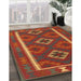 Contemporary Neon Red Oriental Rug in Family Room, con2931