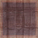 Square Contemporary Dark Almond Brown Modern Rug, con2934