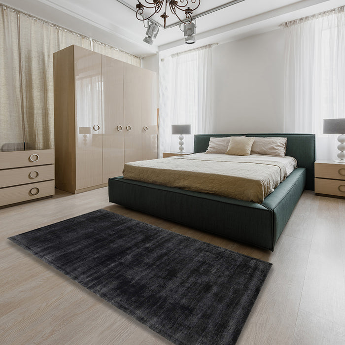 Contemporary Mid Gray Modern Rug in a Bedroom, con2935
