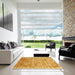 Square Contemporary Orange Modern Rug in a Living Room, con2937