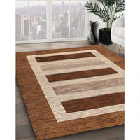 Contemporary Mahogany Brown Modern Rug, con293