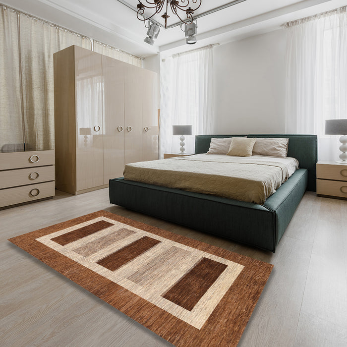 Machine Washable Contemporary Mahogany Brown Rug in a Bedroom, wshcon293