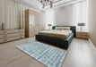 Contemporary Light Steel Blue Modern Rug in a Bedroom, con2944