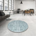 Round Machine Washable Contemporary Light Steel Blue Rug in a Office, wshcon2946