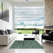 Square Contemporary Green Modern Rug in a Living Room, con2947