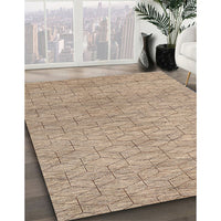 Contemporary Dark Almond Brown Modern Rug, con294