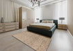 Machine Washable Contemporary Dark Almond Brown Rug in a Bedroom, wshcon294