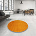 Round Machine Washable Contemporary Orange Red Rug in a Office, wshcon2950
