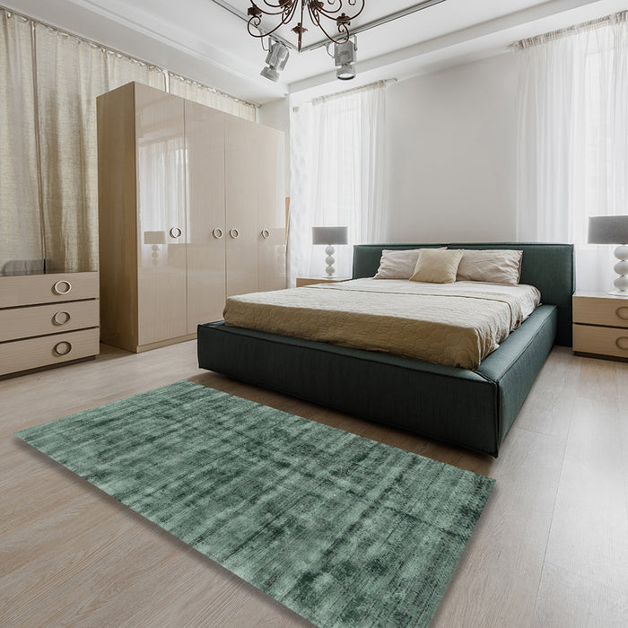 Machine Washable Contemporary Green Rug in a Bedroom, wshcon2951