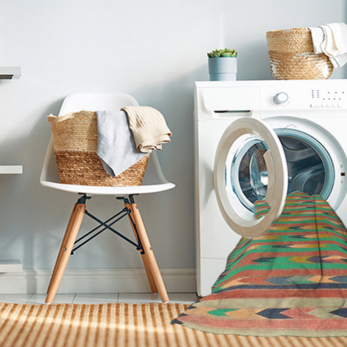 Machine Washable Contemporary Fuchsia Magenta Green Rug in a Washing Machine, wshcon2954