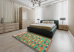 Contemporary Green Modern Rug in a Bedroom, con2954