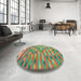 Round Contemporary Green Modern Rug in a Office, con2954