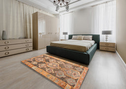 Contemporary Sand Brown Oriental Rug in a Bedroom, con2955