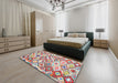 Contemporary Cherry Red Southwestern Rug in a Bedroom, con2957