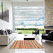 Square Machine Washable Contemporary Rust Pink Rug in a Living Room, wshcon2959