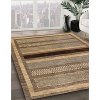 Contemporary Dark Sienna Brown Modern Rug, con295