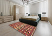 Contemporary Sunrise Orange Oriental Rug in a Bedroom, con2960