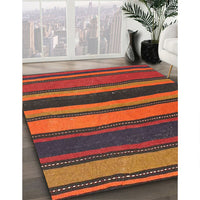 Contemporary Sienna Brown Oriental Rug, con2967