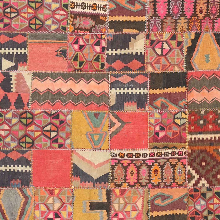 Contemporary Fire Brick Red Patchwork Rug, con2969