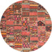 Sideview of Contemporary Brown Patchwork Rug, con2970