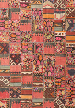 Contemporary Brown Patchwork Rug, con2970