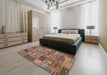 Contemporary Dark Sienna Brown Modern Rug in a Bedroom, con2971