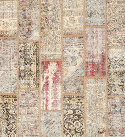Contemporary Deep Peach Orange Patchwork Rug, con2972