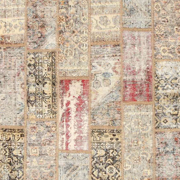 Contemporary Deep Peach Orange Patchwork Rug, con2972