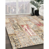 Contemporary Deep Peach Orange Patchwork Rug, con2972