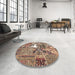 Round Machine Washable Contemporary Sepia Brown Rug in a Office, wshcon2973