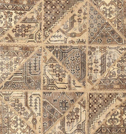 Contemporary Dark Gold Brown Patchwork Rug, con2974
