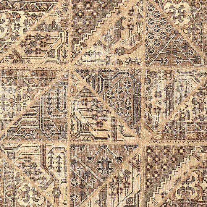 Contemporary Dark Gold Brown Patchwork Rug, con2974