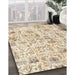 Contemporary Golden Blonde Gold Patchwork Rug in Family Room, con2975