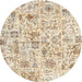 Sideview of Contemporary Golden Blonde Gold Patchwork Rug, con2975