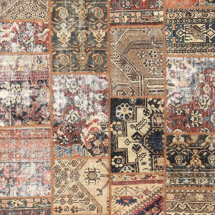 Contemporary Chestnut Brown Patchwork Rug, con2977