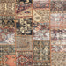 Square Contemporary Chestnut Brown Patchwork Rug, con2977