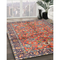 Contemporary Brown Red Modern Rug, con2978