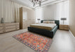 Contemporary Brown Red Modern Rug in a Bedroom, con2978