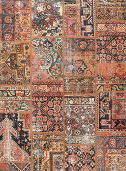 Contemporary Dark Sienna Brown Patchwork Rug, con2979