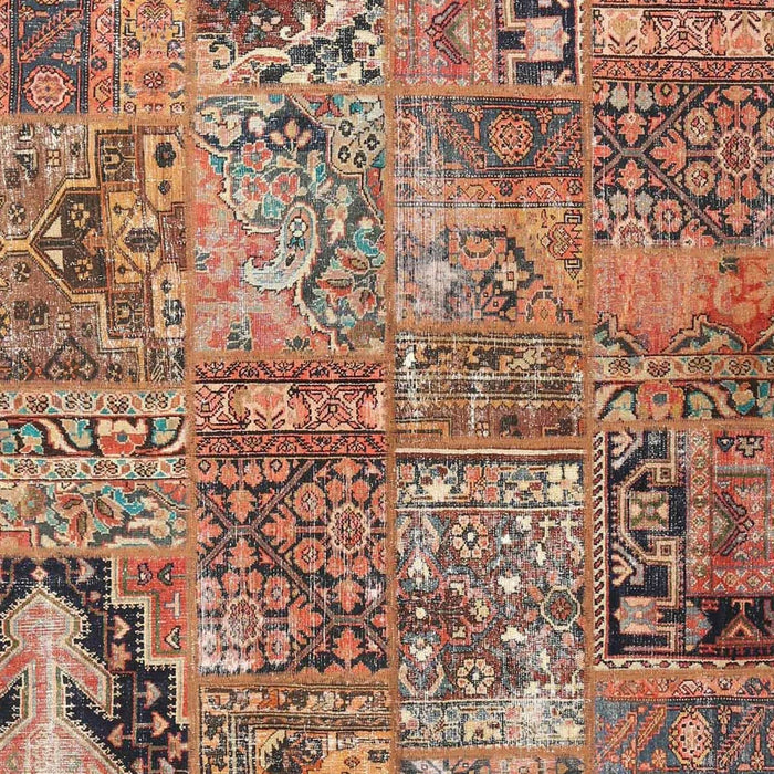 Contemporary Dark Sienna Brown Patchwork Rug, con2979