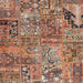 Square Contemporary Dark Sienna Brown Patchwork Rug, con2979