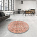 Round Machine Washable Contemporary Sunrise Orange Rug in a Office, wshcon2980