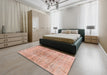 Contemporary Sunrise Orange Persian Rug in a Bedroom, con2980