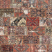 Square Contemporary Dark Sienna Brown Patchwork Rug, con2981