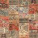 Square Contemporary Sienna Brown Patchwork Rug, con2982